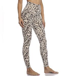 Womens High waisted Tummy control workout leggings yoga pants Beige Leopard S.